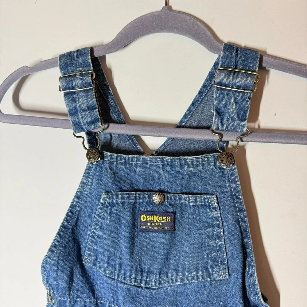 Vintage Osh Kosh Denim Jumper Dress Sz‎ 6 READ Bib Overall Made USA 31